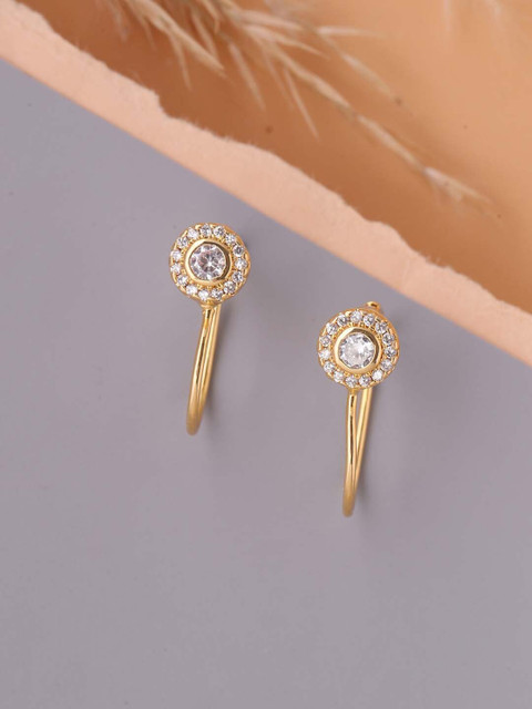 

Tistabene Gold Toned & White Gold-Plated Contemporary Drop Earrings