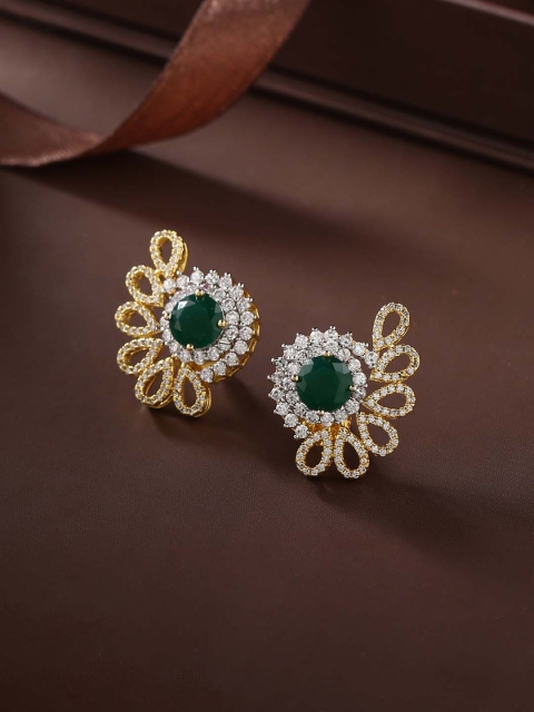 

Tistabene Green & Gold-Toned Contemporary Studs