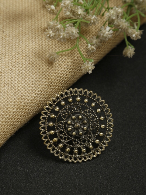 

NEUDIS Oxidized Gold-Plated Antique Adjustable Finger Ring