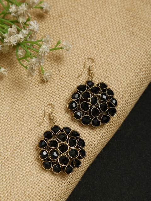 

NEUDIS Black Rhodium-Plated Contemporary Drop Earrings