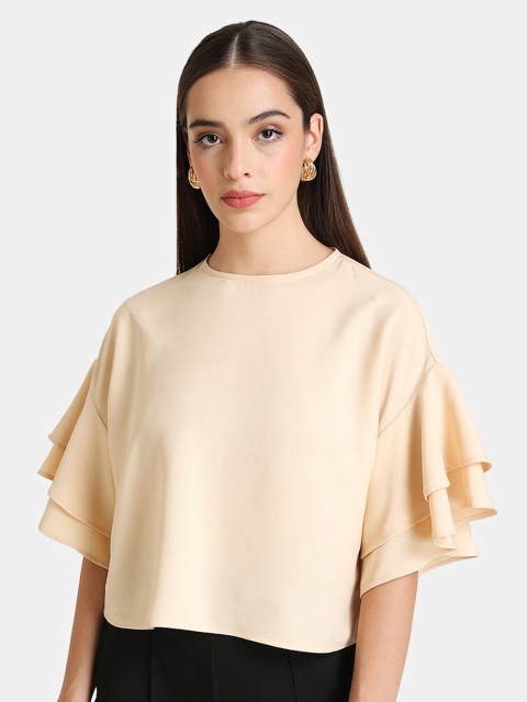 

Kazo Women Cream-Coloured Flared Sleeve Top