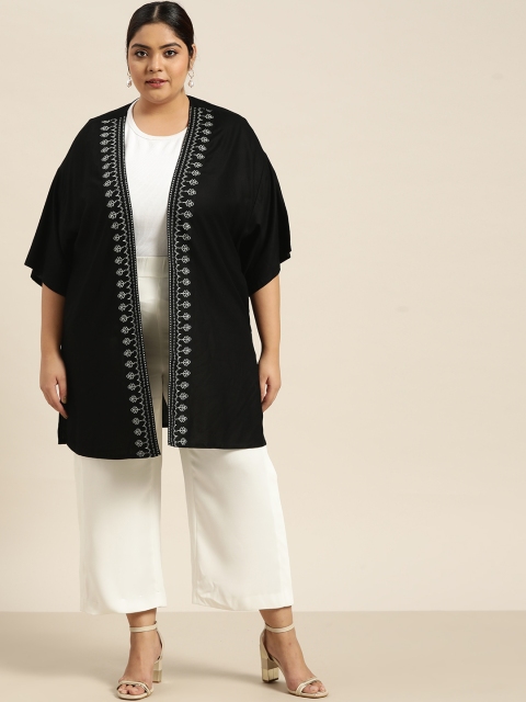 

Sztori Women Plus Size Black & White Ecovero Longline Shrug