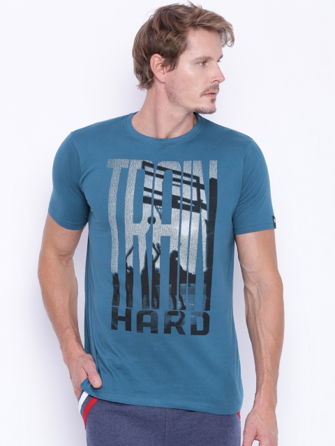 

Proline Active Men Teal Blue Printed Round Neck T-shirt