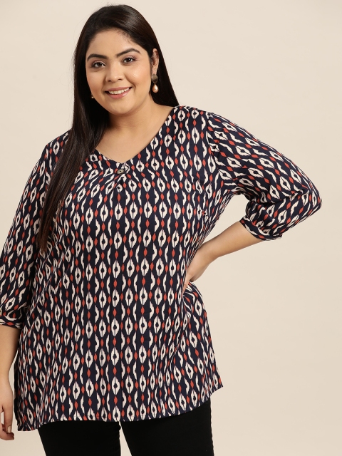 

Sztori Plus Size Navy Blue Regular Top