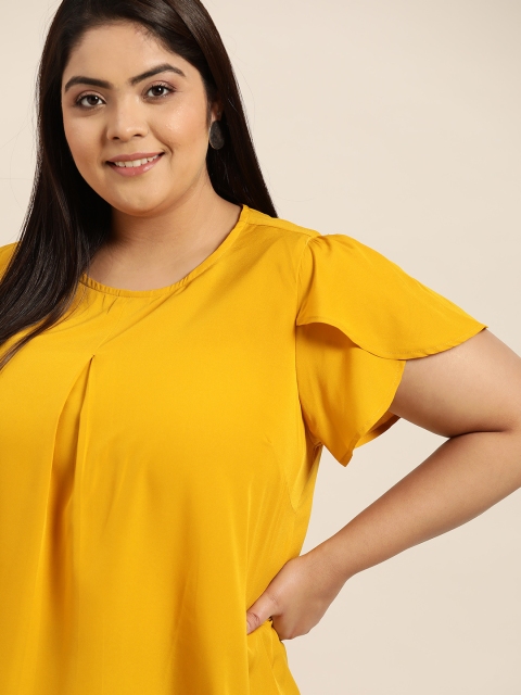 

Sztori Plus Size Mustard Yellow Regular Top