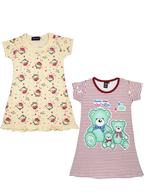 

Todd N Teen Girls Pack of 2 Printed Nightdress, Yellow