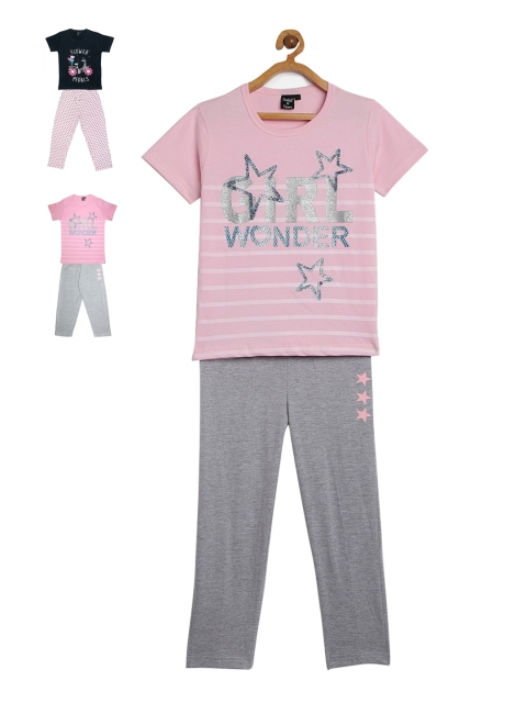 

Todd N Teen Set of 2 Girls Printed Pure Cotton Night Suit, Pink