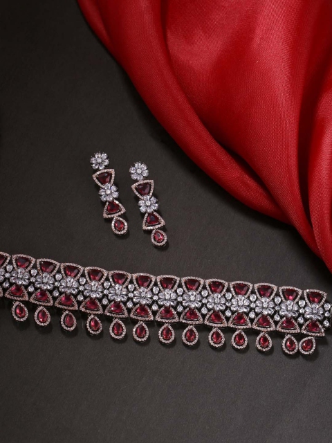 

Tistabene Gold-Plated & Red Contemporary Black Beauty Choker Necklace Set