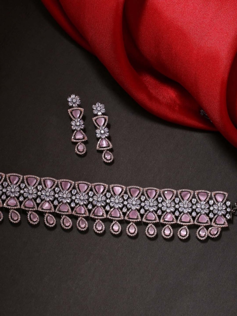 

Tistabene Gold-Plated & Pink Contemporary Choker Jewellery Set