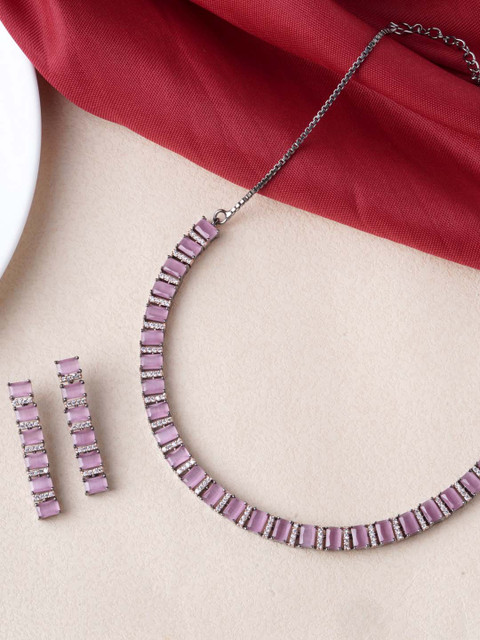 

Tistabene Gold-Plated & Pink Classic Designer Jewellery Set
