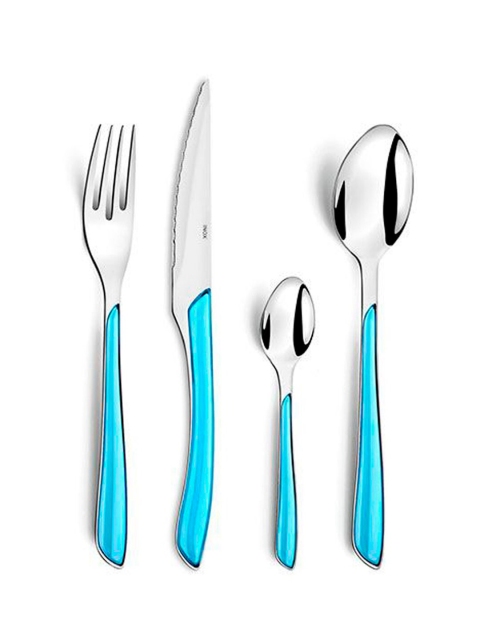 

Amefa Pack Of 24 Blue & Silver Eclat Cutlery Set, Turquoise blue