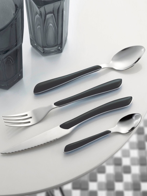 

Amefa Pack Of 24 Black & Silver Eclat Stainless Steel Cutlery Gift Box