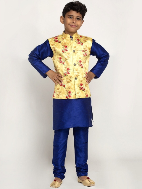 

KRAFT INDIA Boys Blue Dupion Silk Kurta with Churidar