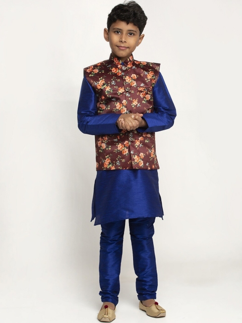 

KRAFT INDIA Boys Blue Dupion Silk Kurta with Churidar