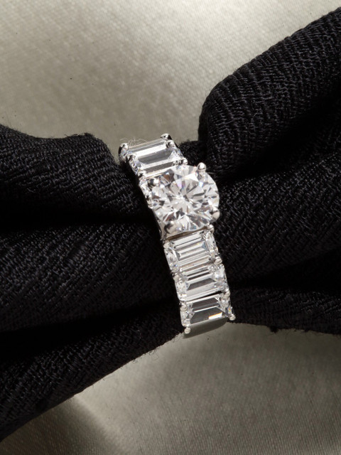 

Clara Women 92.5 Sterling Silver Rhodium-Plated White CZ-Studded Finger Ring