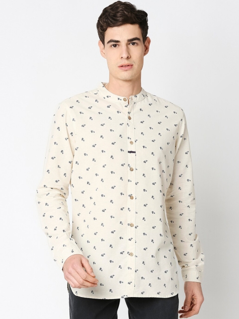 

Bewakoof Men Beige Cotton Quirky Printed Straight Kurta