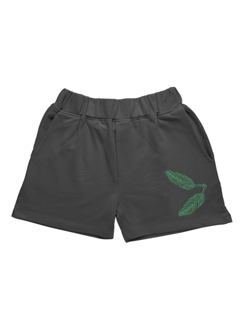 

You Got Plan B Boys Grey & Green Printed Mid-Rise Pure Cotton Regular Shorts