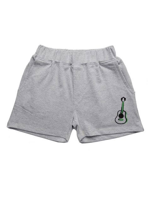 

You Got Plan B Boys Grey Melange Mid-Rise Regular Shorts