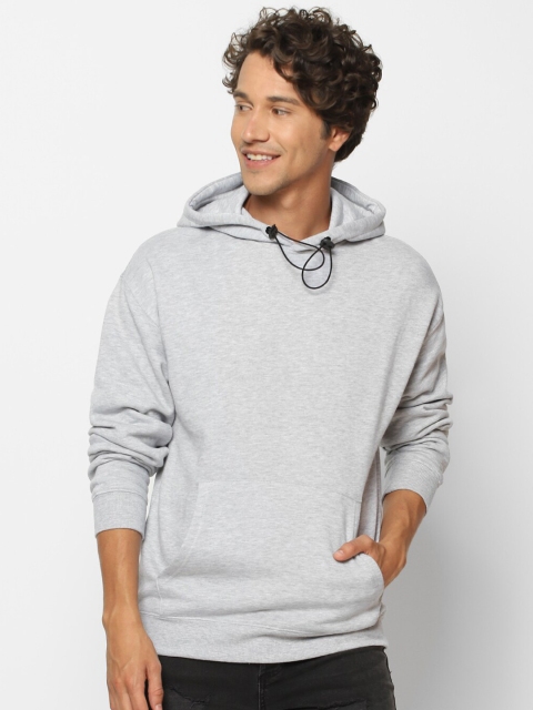 

FOREVER 21 Men Grey Hooded Sweatshirt