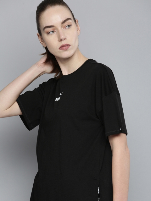 

Puma Women Black PUMA POWER Elongated Printed Drop-Shoulder Sleeves Loose T-shirt
