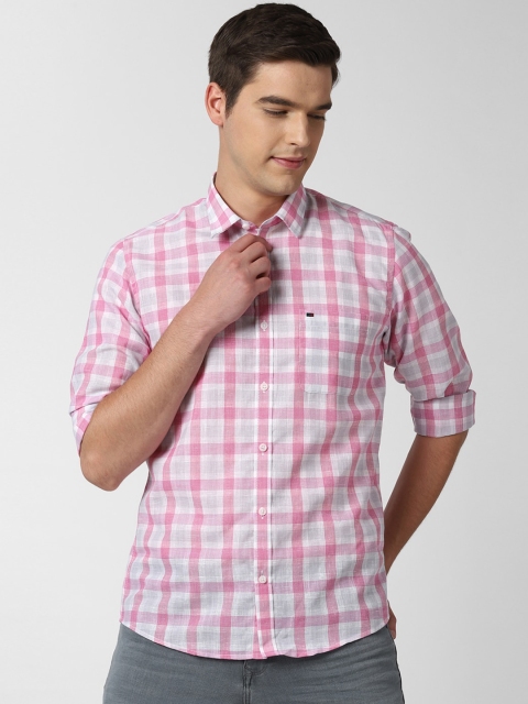 

Peter England Casuals Men Pink Slim Fit Tartan Checks Checked Casual Shirt