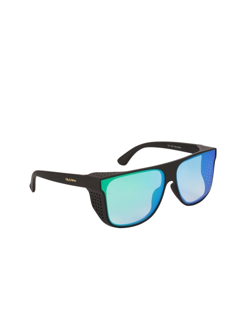 

NuVew Unisex Mirrored Lens & Black UV Protected Wayfarer Sunglasses, Green
