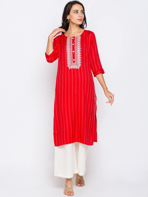 

ZOLA Women Red Striped Kurta