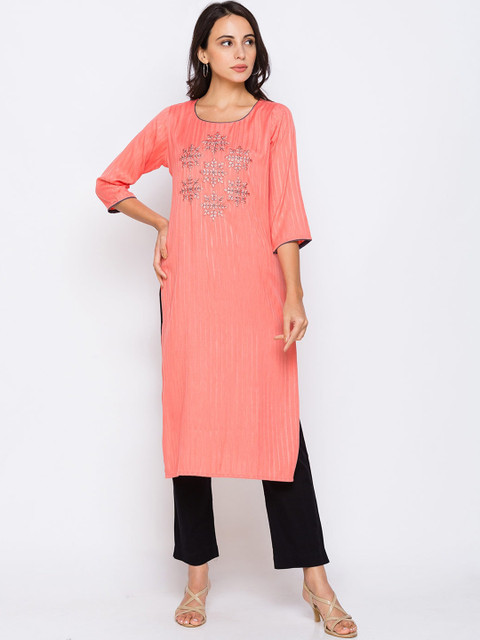 

ZOLA Women Pink Embroidered Thread Work Kurta