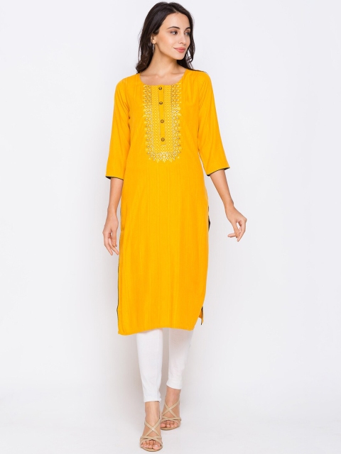 

ZOLA Women Yellow Embroidered Kurta