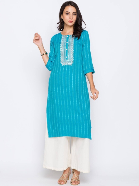 

ZOLA Women Blue Embroidered Thread Work Kurta