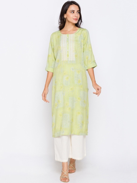 

ZOLA Women Green & White Floral Printed Kurta