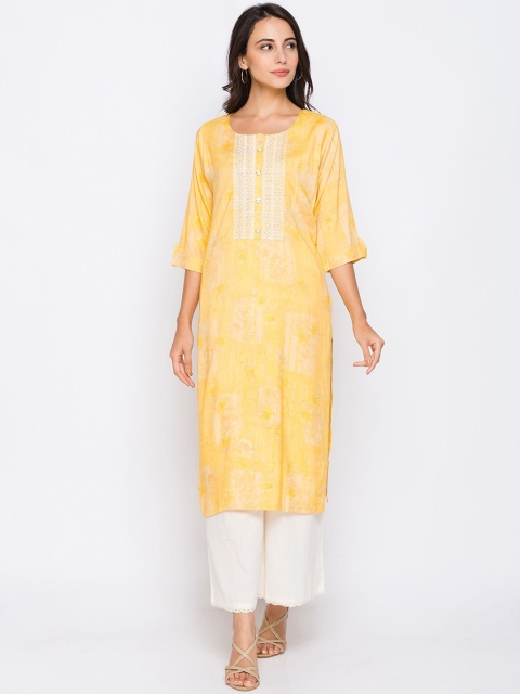 

ZOLA Women Yellow & White Floral Printed Kurta