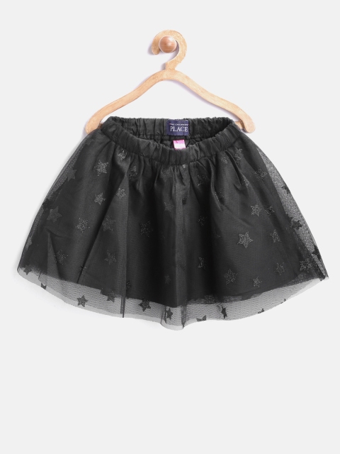 

The Childrens Place Girls Black Net Shimmer Flared Skirt