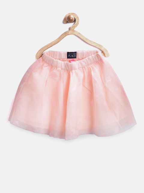 

The Childrens Place Girls Peach-Coloured Net Shimmer Flared Skirt