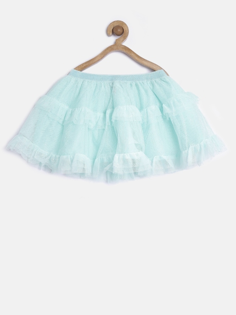 

The Childrens Place Girls Mint Green Net Shimmer Tiered Flared Skirt