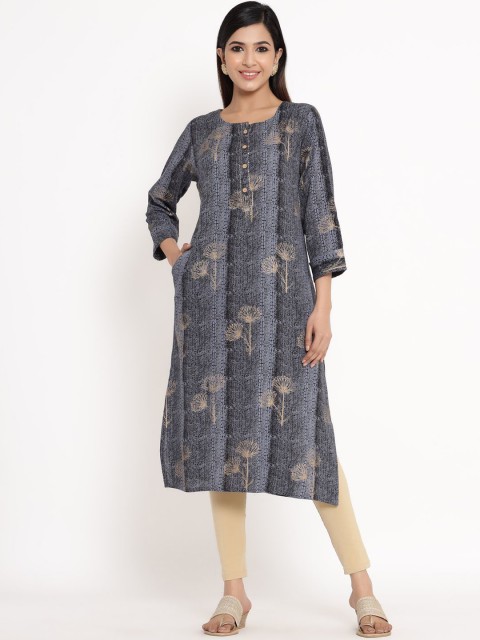 

ZOLA Women Grey & Brown Floral Printed Kurta
