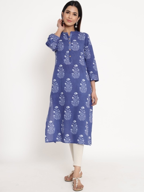 

ZOLA Women Blue & White Floral Printed Floral Kurta