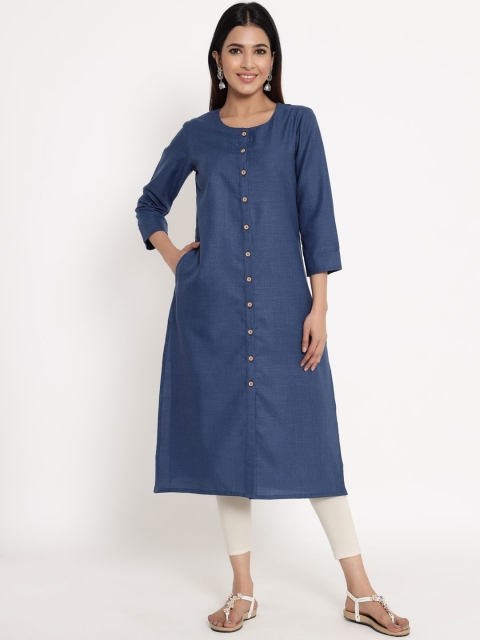 

ZOLA Women Navy Blue Thread Work Kurta