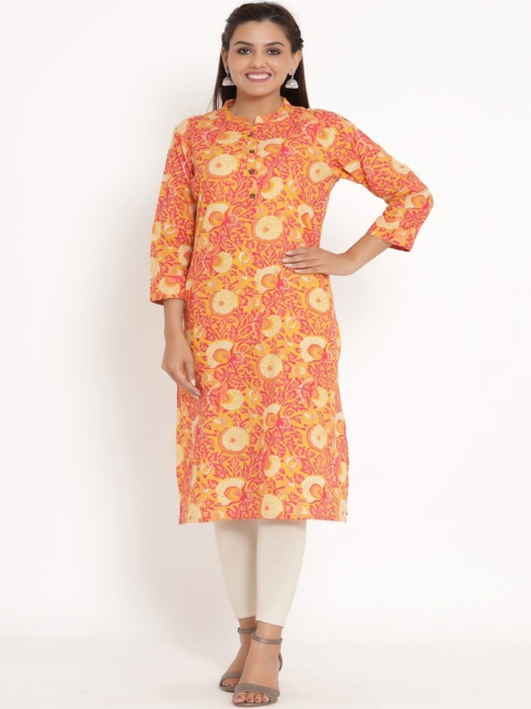 

ZOLA Women Yellow & Orange Floral Printed Kurta