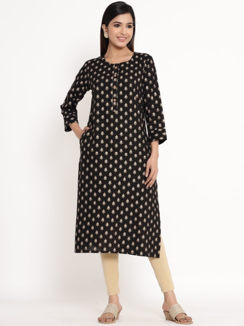 

ZOLA Women Black & Beige Floral Kurta