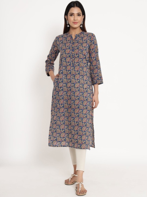 

ZOLA Women Navy Blue & Yellow Floral Printed Floral Kurta