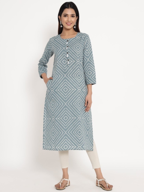 

ZOLA Women Grey & Off White Bandhani Printed Kurta