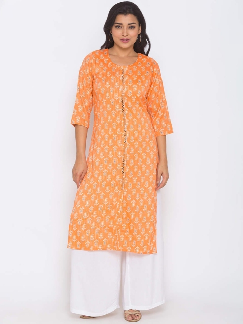 

ZOLA Women Orange Paisley Pathani Kurta