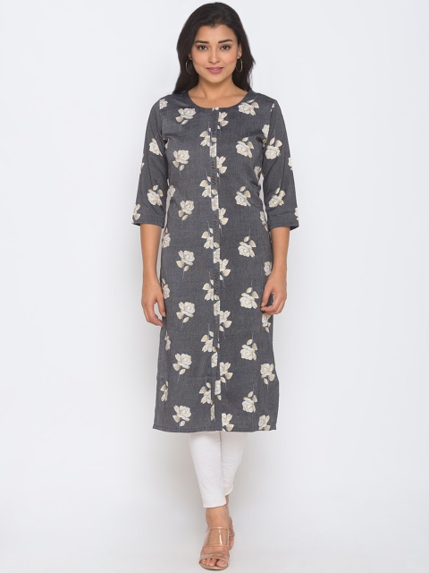 

ZOLA Women Grey & White Floral Printed Kurta