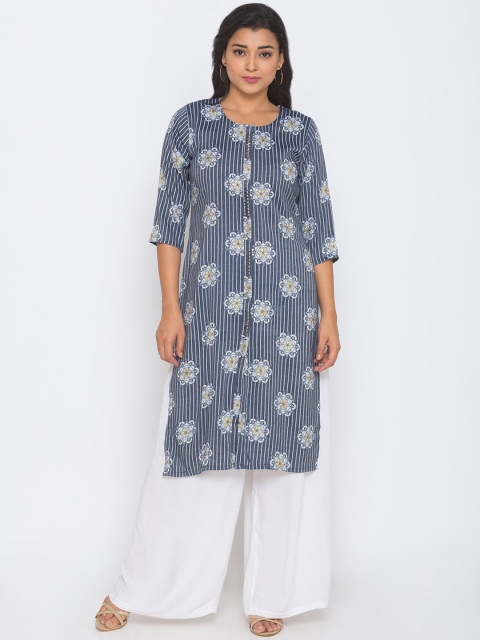 

ZOLA Women Navy Blue Printed Kurta