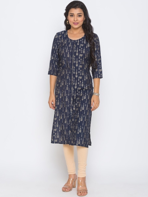 

ZOLA Women Navy Blue Printed Kurta