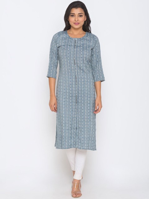 

ZOLA Women Blue Geometric Printed Kurta