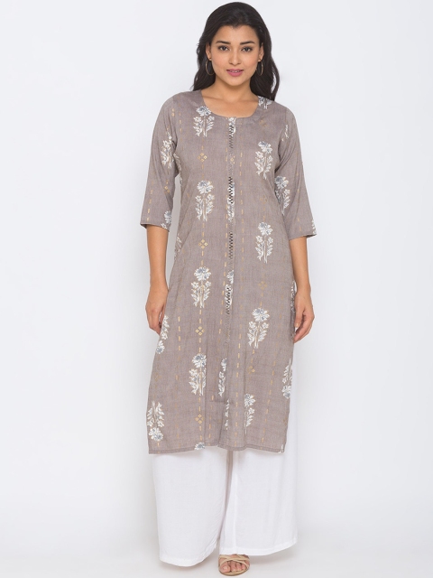 

ZOLA Women Grey Floral Printed Kurta