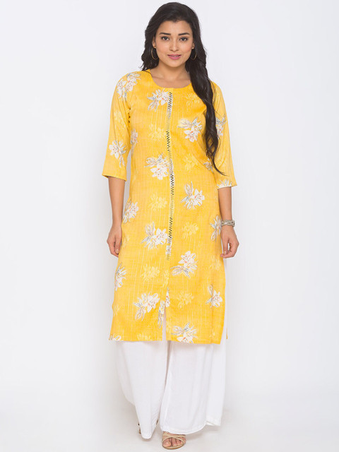 

ZOLA Women Mustard Yellow Floral Printed Kurta