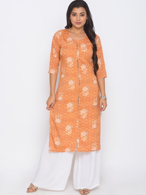 

ZOLA Women Orange Floral Printed Kurta